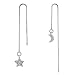 Alician Adorable Moon Star Dangle Earrings Lovely Silver Zirconia Long Chain Ear Drop for Women Girl's Gift