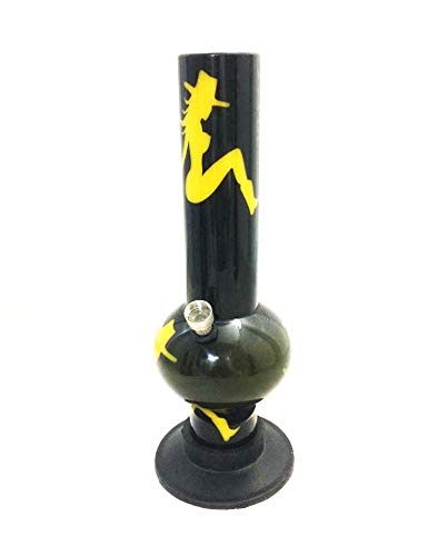 METIER bongsmoke 12 Inch Water Pipe Acrlic Bong Compact Durable Smoking Waterpipe Bong Portable Hookah Single Bulb Acrylic Waterpipe Bong With Yellow Lady Print (30cm, Black)
