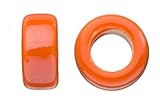8pcs Orange Porcelain Slider Beads for Licorice Leather - Tube Style Glaze finish 20x9mm