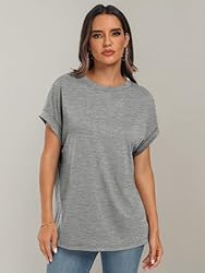 AUTOMET Womens Summer Tops Oversized Short Sleeve