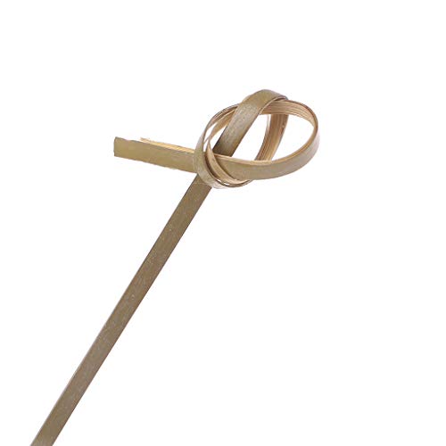 Kofun Bamboo Sticks, 100 Pieces Disposable Bamboo Tie Knotted Skewers Twisted Ends Cocktail Food Fruit Picks Fork Sticks Buffet Cu Pieceake Toppers Wedding Party Decoration M