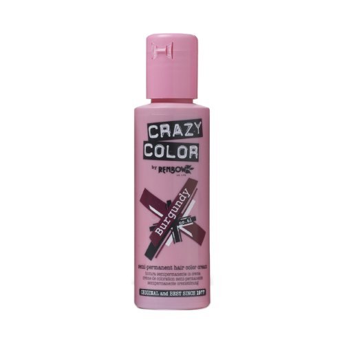 Crazy Color Semi Permanent Hair Color Cream Burgundy No.61 100ml, 4 Count