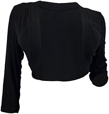 eVogues Women's Black 3/4 Sleeve Cropped Bolero Shrug - 2X