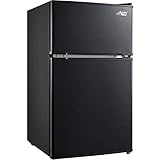 Arctic King 3.2 Cu Ft Two Door Mini Fridge with Freezer, Black + a Dozen of Cleaning Clothes with Clear Storage by Fat House 