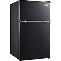 Arctic King 3.2 Cu Ft Two Door Mini Fridge with Freezer, Black + a Dozen of Cleaning Clothes with Clear Storage by Fat…