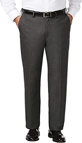 J.M. Haggar Men’s Classic Fit Flat Front Dress Pant-Regular and Big & Tall Sizes, Dk. Grey Heather BT, 50W x 32L