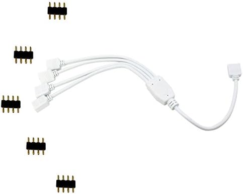 Wintter 4 Pins LED Splitter Cable LED Strip Connector 4 Way Splitter Y Splitter for SMD 5050 3528 2835 RGB LED Light Strips with 8 Male 4 Pin Plugs (1 to 4 Splitter Cable)