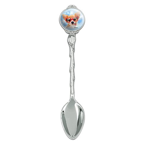 Chihuahua Dog Heart Glasses Selfie Novelty Collectible Demitasse Tea Coffee Spoon