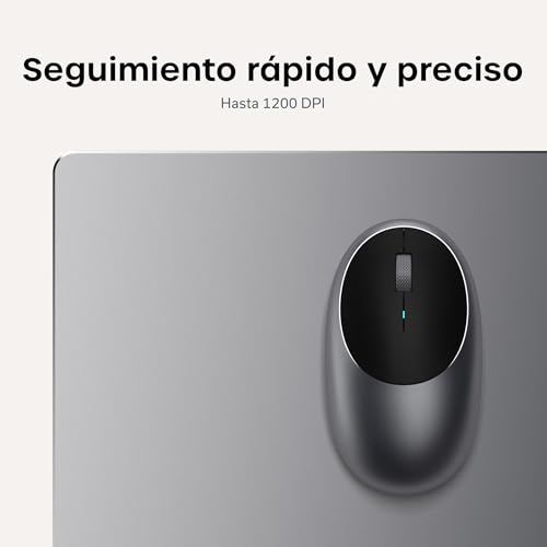 SATECHI Mouse Ratón Inalámbrico Bluetooth, Recargable USB-C, 1200 dpi, Clic Silencioso, para MacBook Air/Pro/Neo, iPad Air/Pro, iPad Mini, Mac Mini, iMac, Windows, Gris Espacial