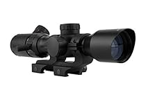Monstrum Tactical 2-7x32 Rifle Scope with Rangefinder Reticle and Offset Reversible Scope Rings (Black/Black Rings)
