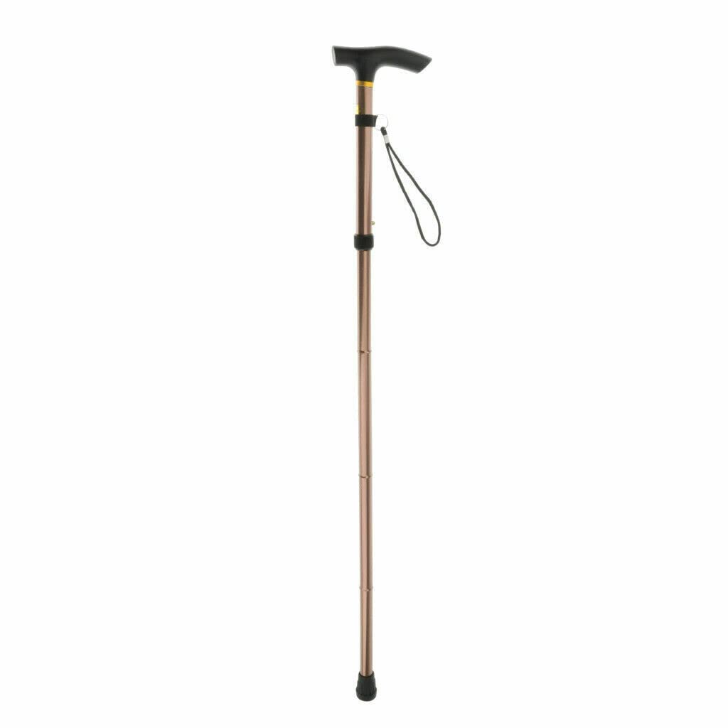 Aluminum Metal Walking Stick Easy Extendable Adjustable Folding Collapsible Lightweight Durable Walking Cane with Comfortable Grip For Men and Women Travel Cane (Brown)