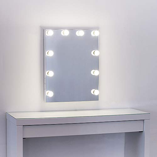 MissMii Flameless Hollywood Lighted Makeup Vanity Mirror with Lights,Tabletop or Wall Mirrors for Bedroom,Professional Illuminated Cosmetic Mirror LED Dimmable Light Bulbs (White, 19.7''(W)x25.6''(H)) - Thumbnail 3