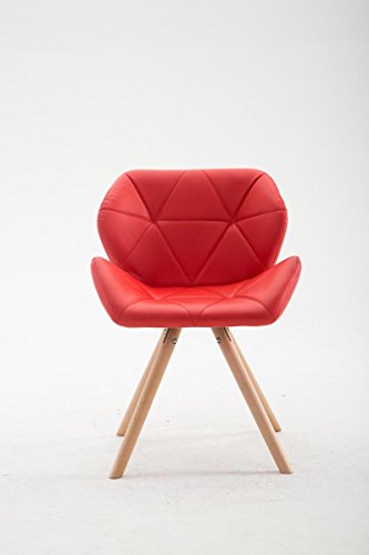 CLP-Sedia-Design-rtro-Tyler-Imbottita-in-Similpelle-Poltroncina-Deco-Gambe-Tonde-e-Telaio-in-Legno-di-Faggio-I-Sedia-Visitatore-con-Schienale-I-Portata-Max-125-kg-Rosso-Natura