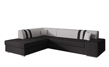 Meublo Canapé Dangle Convertibles Tissu Etou Simili Cuir Ellen Noir Gris Tissu Et Simili Cuir Canapé Dangle Gauche