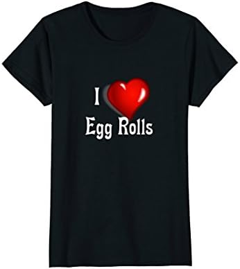 Womens I Heart Love egg rolls T-Shirt Large Black