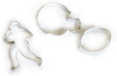 Set of 3 Football Cookie Cutter Set- Football, Helmet, Player Tin Plate Metal- Made in U.S.A.