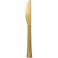 Lillian Tablesettings 48 Count Premium Plastic Knife, Gold