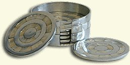 Baskerville & Sanders mother of pearl set of 6 round coasters ideal for a 30th wedding anniversary