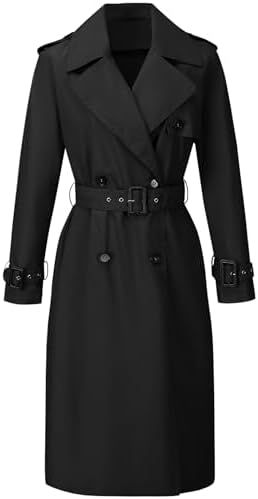 Geschallino Women's Trench Coat Plus Size Faux Leather Long