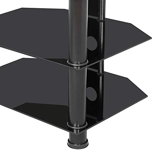 Yaheetech 4 Tier Component Media Stand Audio Video Rack Entertainment Center with Cable Management Storage for Xbox Playstation Speakers Cable Boxes Black Glass Desktop 110Lb Capacity