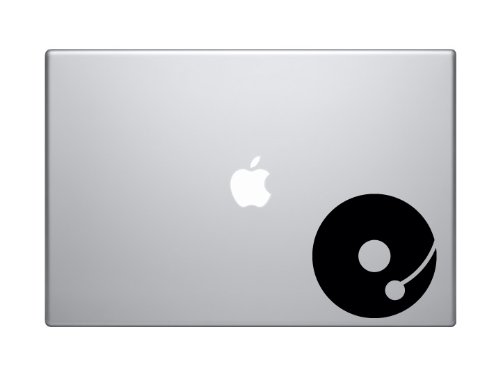 Music Icon - DJ Record Turntable Recording Musician Art - 5" Black Vinyl Decal Sticker Car Macbook Laptop
