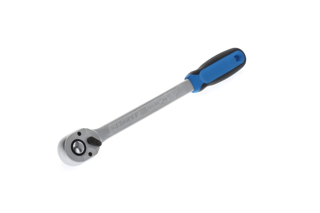GEDORE Reversible Ratchet, for 1/2", 12.5 mm Drive, Long, 7.5° Reverse Angle, 350 mm Length, 2C Grip, 1993 U-10 L