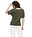 Made By Johnny MBJ WT1037 V Neck Short Sleeve Dolman Top with Side Shirring L Olive