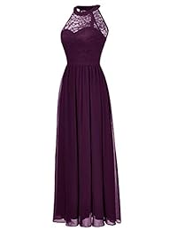 Wedtrend - Vestido largo de gasa para dama de honor, con encaje floral, para cóctel, fiesta formal