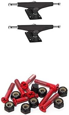 Krux Trucks Standard DLK Black Stain Skateboard Trucks - 5.8" Hanger 8.5" Axle with 1" Red Hardware