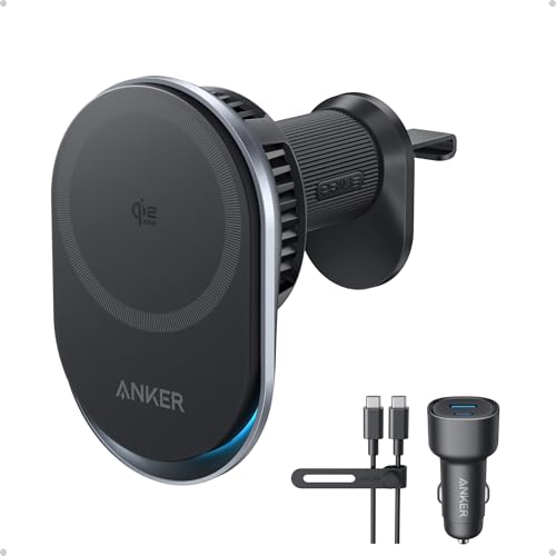 Anker Prime MagSafe Car Mount Charger, Qi2 25W Certified Wireless Car Charger with TEC Cooling, Strong Magnets, Air Vent Mount for iPhone 17-12 Series (Check Vent Compatibility, Includes 60W Adapter)