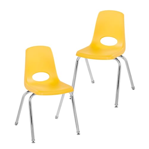 FDP 16" School Stack Chair, Stacking Student Seat with Chromed Steel Legs and S…