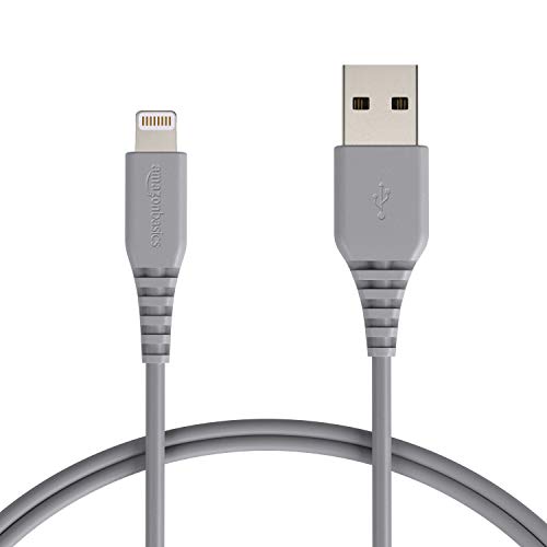 AmazonBasics Lightning to USB A Cable, MFi Certified iPhone Charger, Grey, 3 Foot