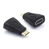 VCE 2-Pack HDMI Mini Adapter Gold Plated Mini HDMI to HDMI Connector 4K Compatible for Raspberry Pi Zero W, Camera, Camcorder, DSLR, Tablet, Video Card