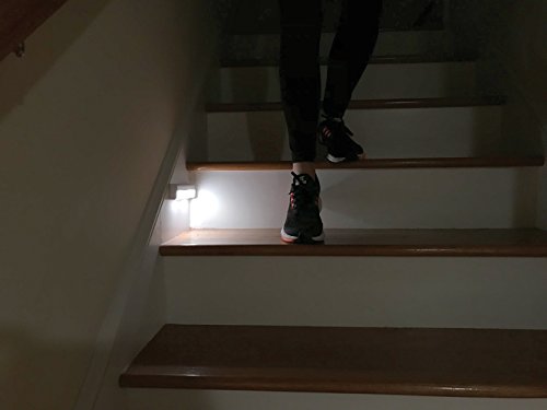 Brilliant Evolution Wireless LED Stair Lights with Motion Sensor - 3-Pack Battery Operated Night Light for Indoor Stairs, Hallways, and Closets - Stick On Motion Lights - 3000K Warm White - 7x2-Inch