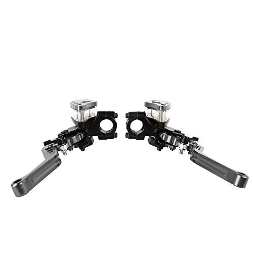 Aluminum 7/8" 22mm Motorcycle Dual Pump Hydraulic Handles Brake Clutch Levers Cylinder Master Reservoir Set For Ducati For Suzuki For Street Bike (Titanium)