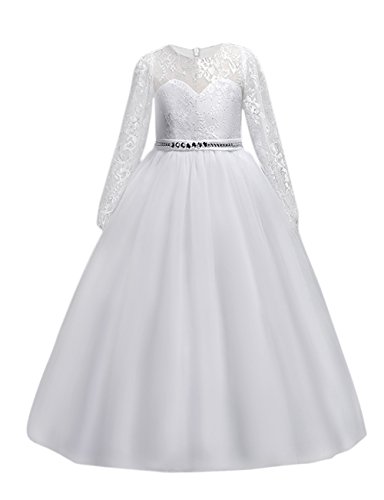 Girls Beautiful Bride Costumes - DOCHEER Fancy Girls Dress Tulle Lace Wedding Bridesmaid Ball Gown Floor Length