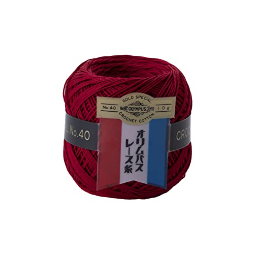 オリムパス製絲 金票 レース糸 #40 Col.192 レッド系 10g 約89m OLY-10G-192