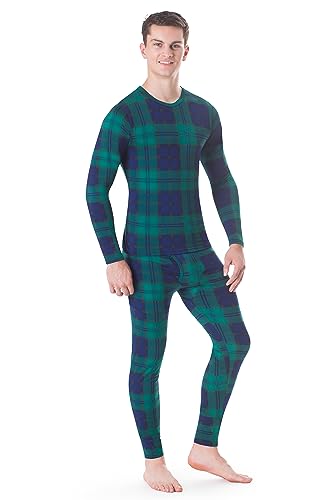 Rocky Thermal Underwear Men Long Johns Men Thermal Underwear Thermals Mens Base Layer Mens Thermals Top and Bottom Set (Green Plaid, X-Large) at Amazon