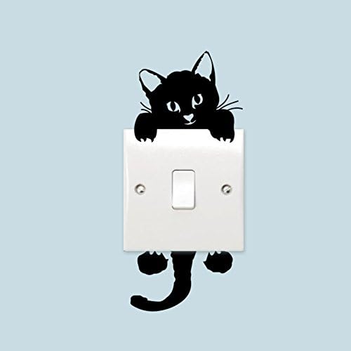 casa shop DIY Cute Kitty Cat Switch Stickers Funny Black Cats Wall Sticker Lovely Fresh Home Decor Decals Living Room Bedroom Nursuries