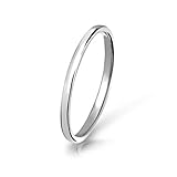 Three Keys Jewelry 2mm Women's Wedding Ring White Tungsten Carbide Wedding Band Engagement Ring Silver Polished Dome Size 10