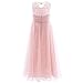 iEFiEL Girls Cross V-Neck Tulle Flower Girl Dress Junior Bridesmaid Pageant Prom Long Gown