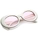 zeroUV - White Bold Retro Oval Mod Thick Frame Sunglasses Clout Goggles with Round Colored Lens 51mm (White/Light Pin)