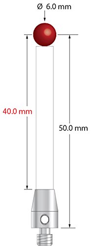 31asHmQXbIL TM4-6053-C / M4 Machine Tool Probe Stylus with 6.0 mm Ruby Ball and Ceramic Shaft, 50 mm Long