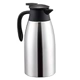 BonNoces 68 Oz Stainless Steel Coffee Carafe/Thermal Carafe - Dust Proof Cover - Fully Sealed - 2L Large Double Wall Vacuum Insulation Thermos - Keep Drink Hot and Cold (Silver)