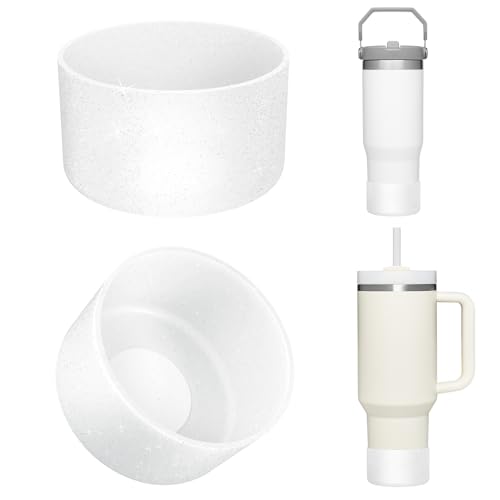 Upgrade 2PCS Protective Silicone Boot Bumper for Stanley Quencher Adventure 40oz 30oz IceFlow 20oz 30oz Tumbler, Water Bottle Bottom Sleeve Cover Accessories for Stanley Mug Cup(Glitter Silver) at Amazon