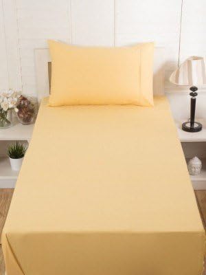 Shri Anand Creations 100% Cotton Bedsheet for Single Bed (Cream)