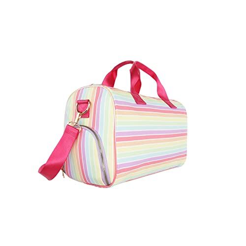 Olivia Miller Girl's Duffel Bag, Overnight Cute Pink Rainbow Multicolor