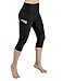 ODODOS High Waist Out Pocket Yoga Capris Pants Tummy Control Workout Running 4 Way Stretch Yoga Capris Leggings,Black,Large
