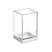 mDesign Modern Square Tumbler Cup for Bathroom Vanity Countertops - for Mouthwash/Mouth Rinse, Storing and Organizing Makeup Brushes, Eye Liners, Accessories - Slim Design, 2 Pack - Clear/Brushed