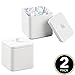 mDesign Small Metal Square Bathroom Apothecary Storage Organizer Canister Jars with Lid - Organization Holders for Vanity, Makeup Tables - Unity Collection - 2 Pack - White